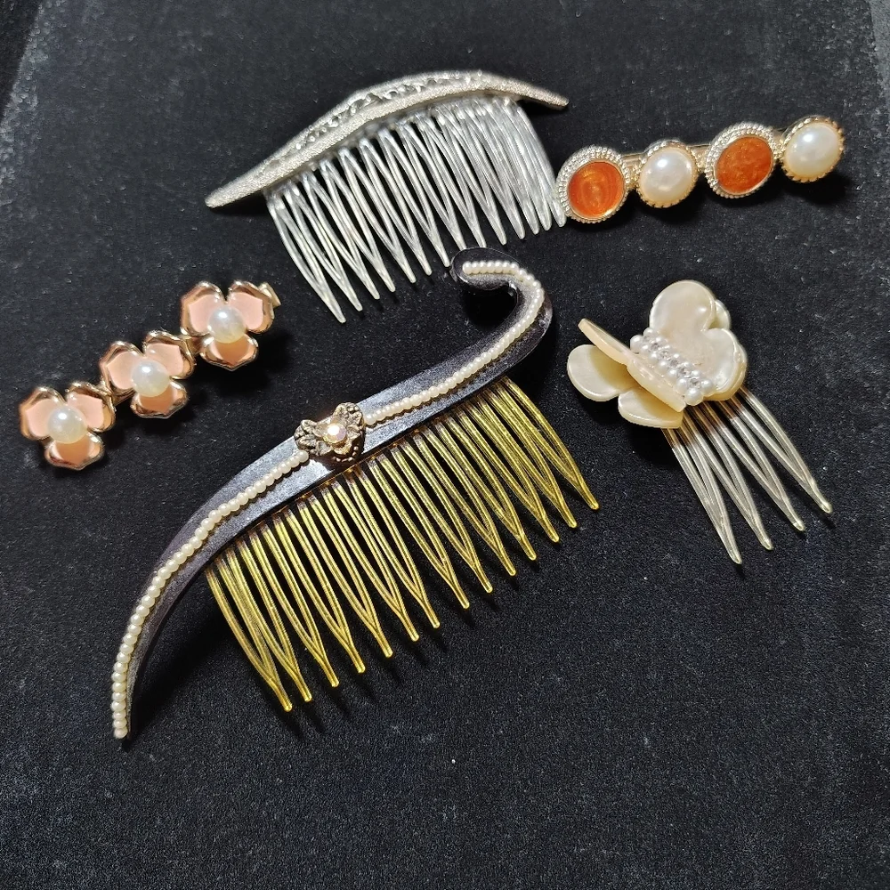 Gold & Silver Vintage-Inspired Hair Accessory Bundle | Combs & Barrettes
